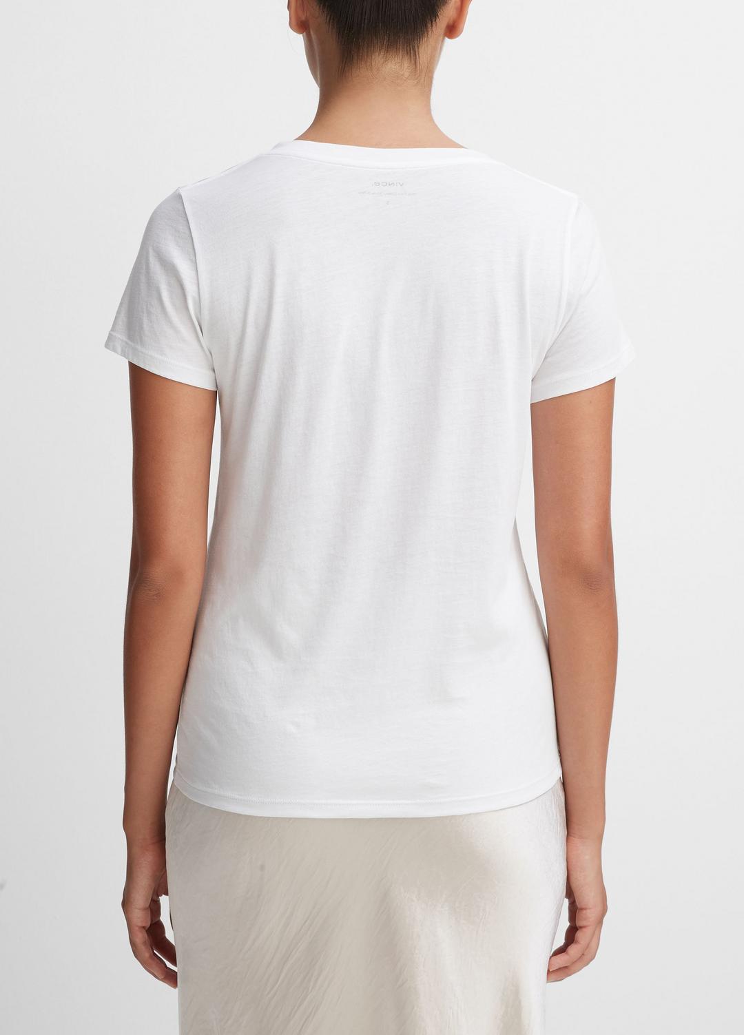 Essential Pima Cotton V-Neck T-Shirt in Short Sleeve - OPTIC WHITE