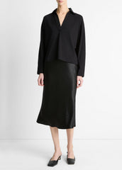 Easy Pima Cotton Long-Sleeve Polo Shirt in Long Sleeve - BLACK