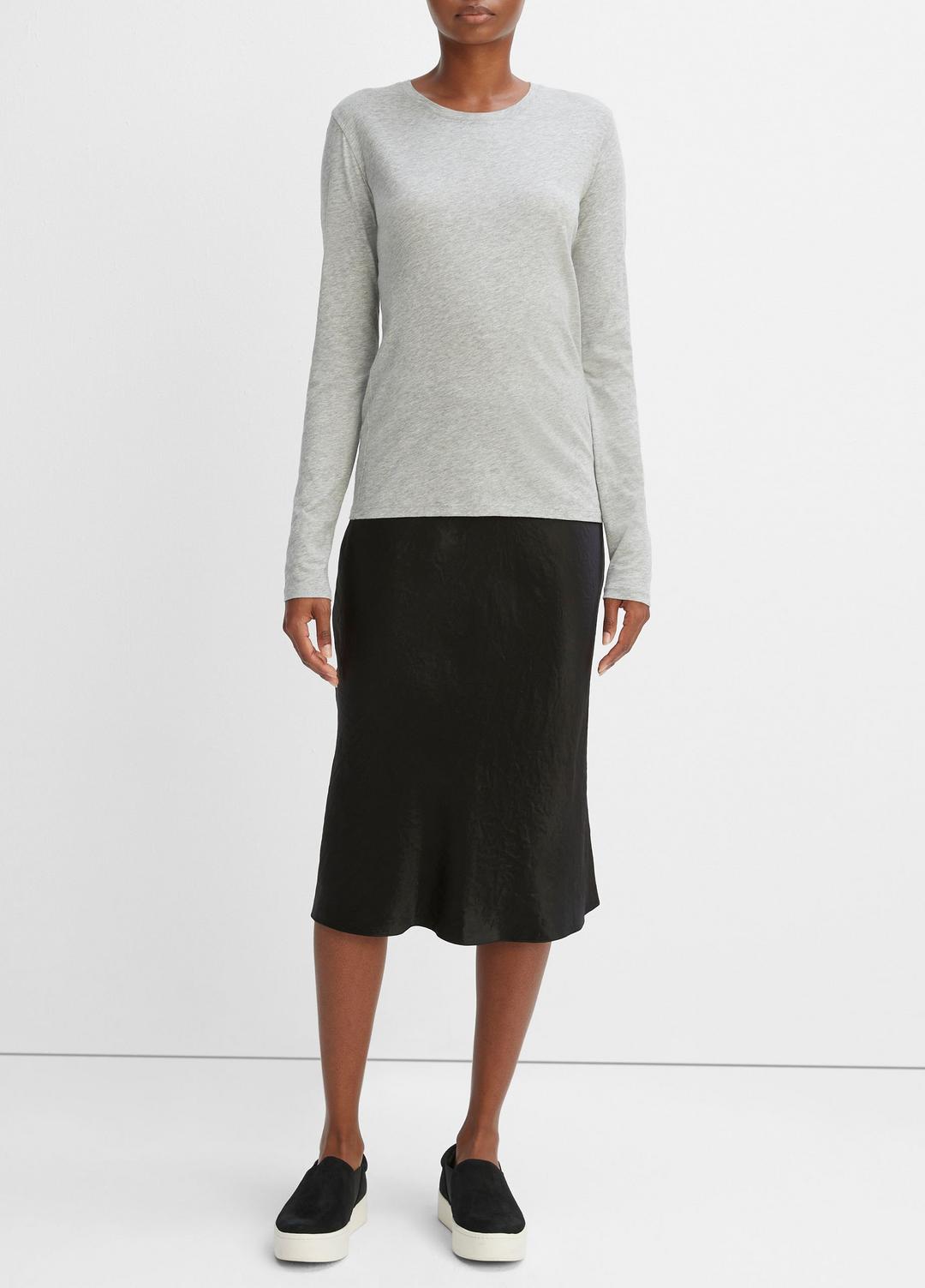 Essential Long Sleeve Crew Neck T-Shirt in Long Sleeve - HEATHER GREY