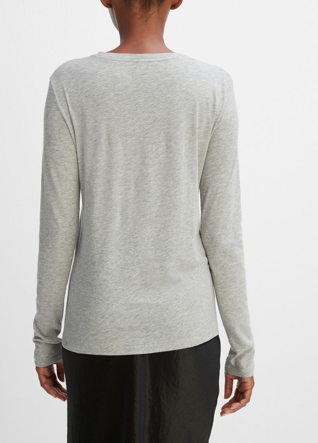 Essential Long Sleeve Crew Neck T-Shirt in Long Sleeve - HEATHER GREY