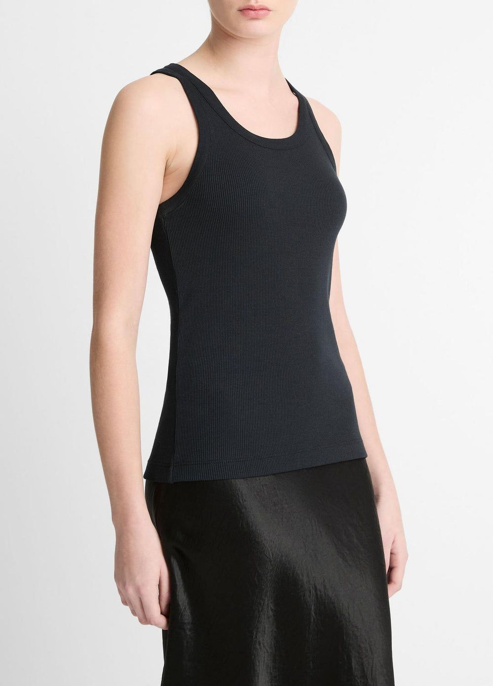 Ribbed Scoop-Neck Tank in Tank Tops - BLACK