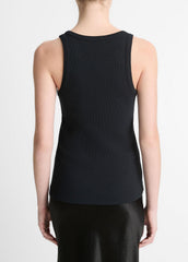 Ribbed Scoop-Neck Tank in Tank Tops - BLACK