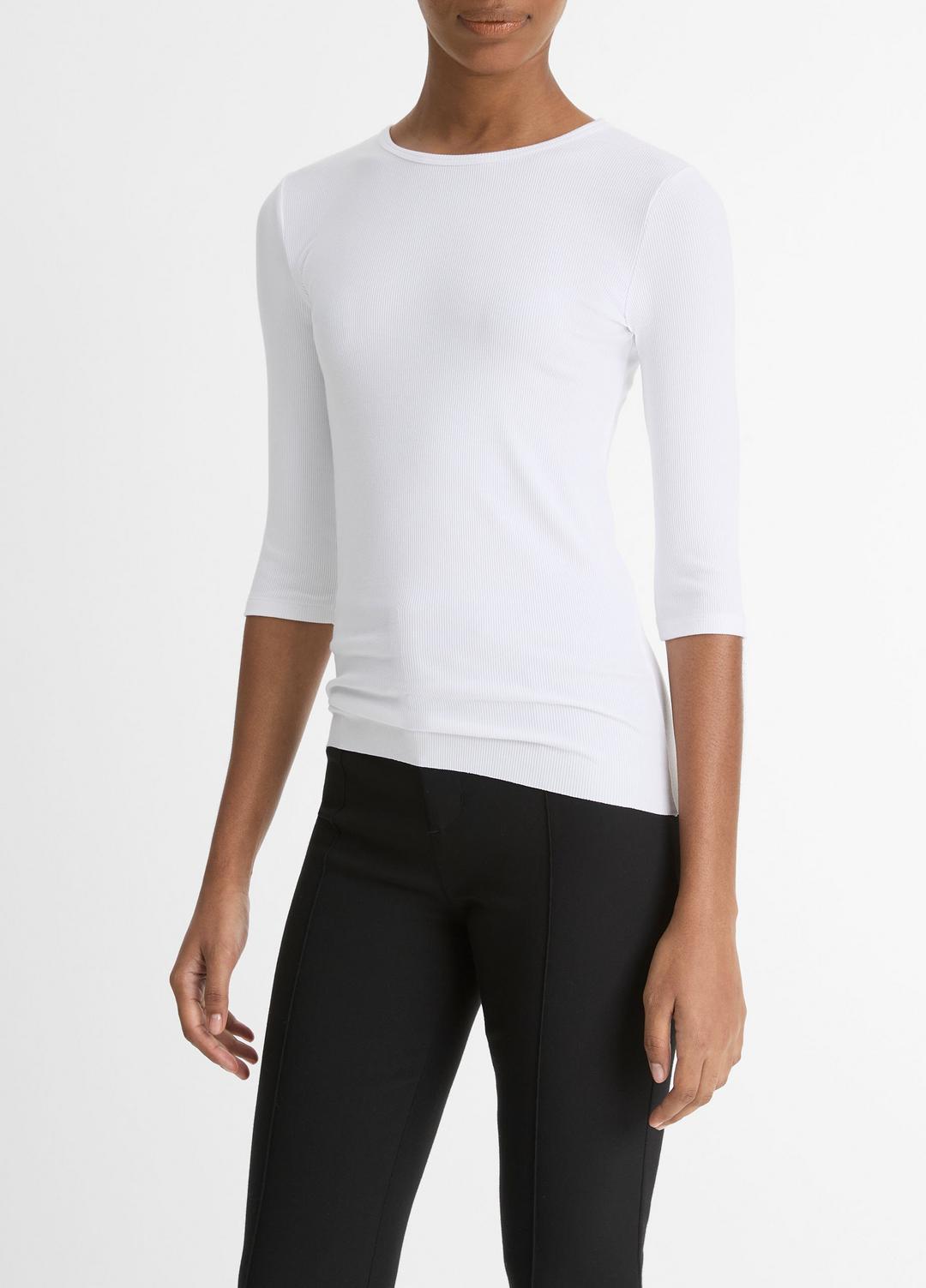 Elbow-Sleeve Crew Neck T-Shirt in Short Sleeve - OPTIC WHITE