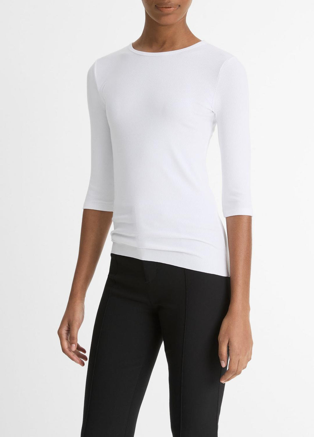 Elbow-Sleeve Crew Neck T-Shirt in Short Sleeve - OPTIC WHITE