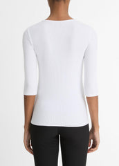 Elbow-Sleeve Crew Neck T-Shirt in Short Sleeve - OPTIC WHITE