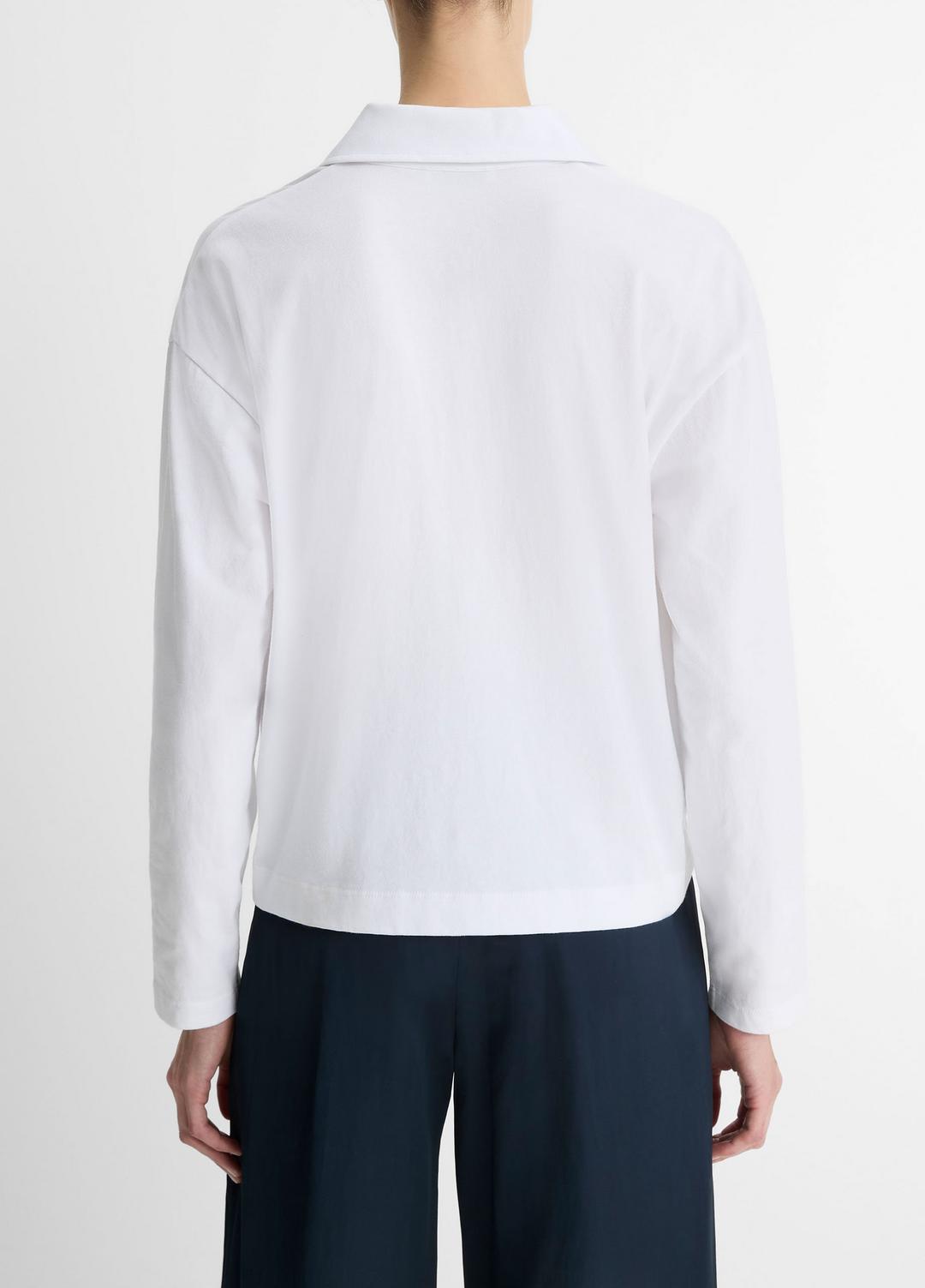 Easy Pima Cotton Long-Sleeve Polo Shirt in Long Sleeve - OPTIC WHITE