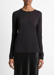 Essential Long Sleeve Crew Neck T-Shirt in Long Sleeve - BLACK
