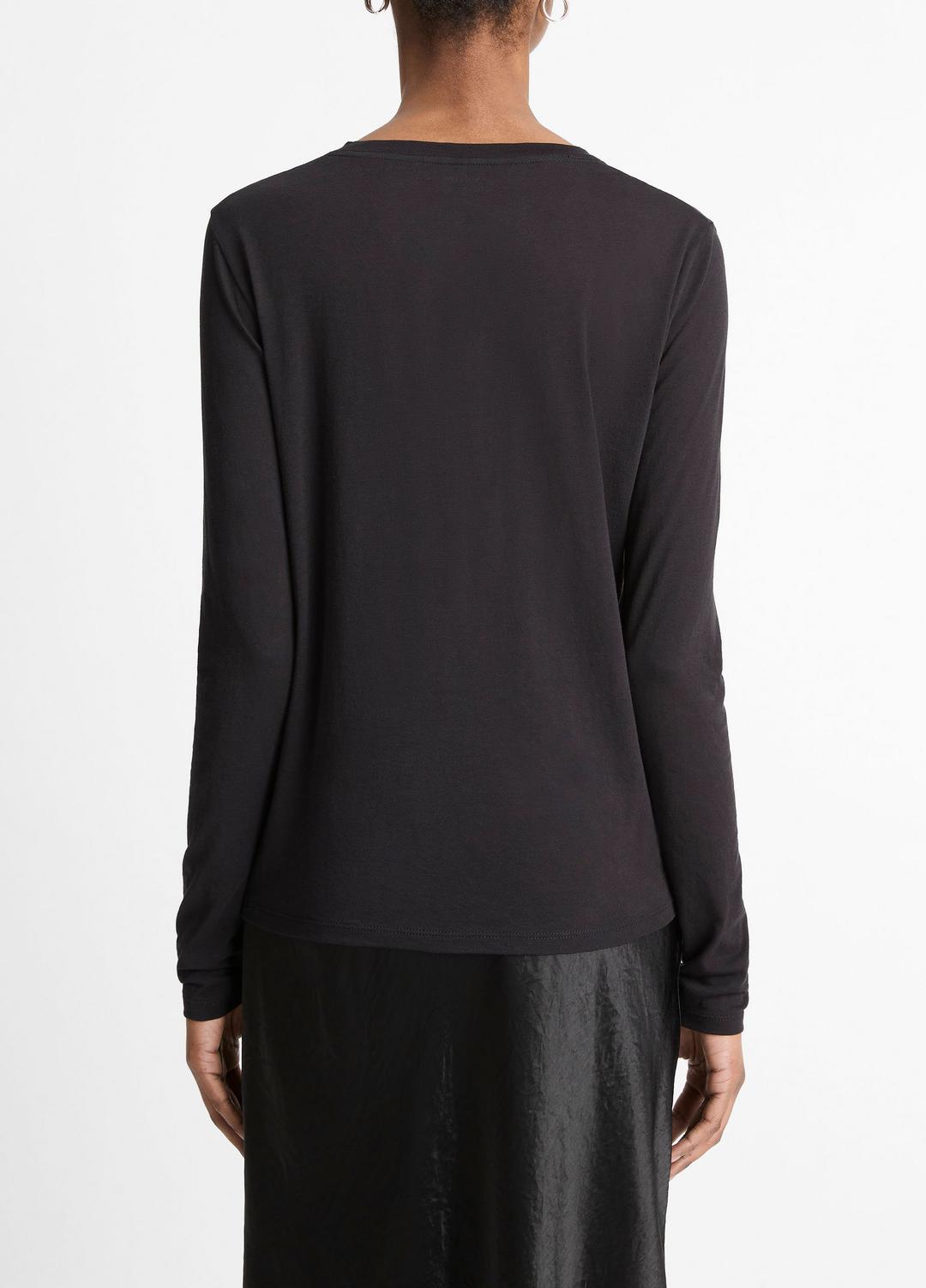 Essential Long Sleeve Crew Neck T-Shirt in Long Sleeve - BLACK
