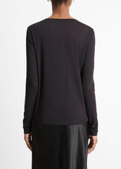 Essential Long Sleeve Crew Neck T-Shirt in Long Sleeve - BLACK