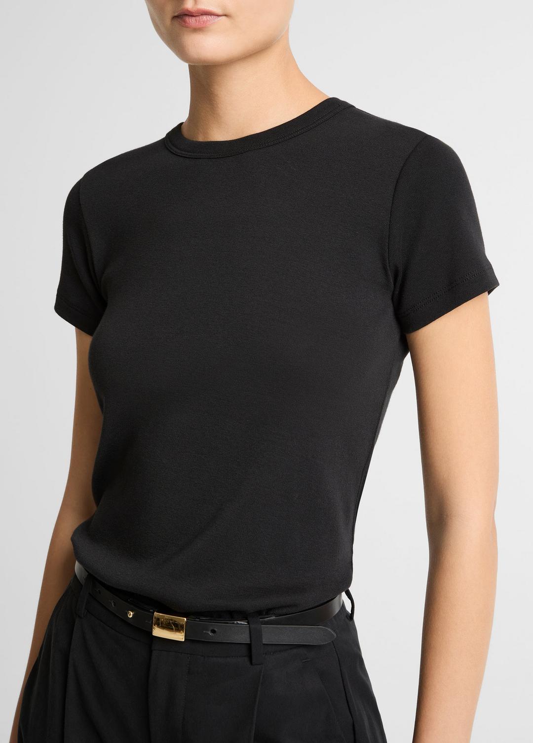 Pima Cotton-Blend '90s Shrunken T-Shirt in Short Sleeve - BLACK