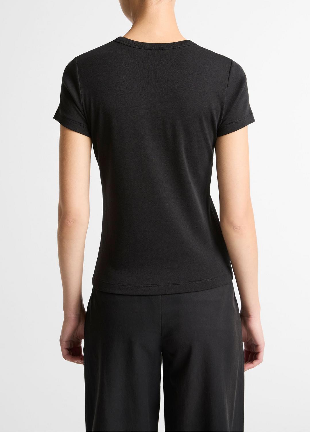 Pima Cotton-Blend '90s Shrunken T-Shirt in Short Sleeve - BLACK