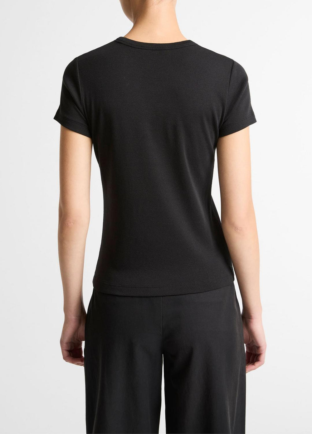 Pima Cotton-Blend '90s Shrunken T-Shirt in Short Sleeve - BLACK