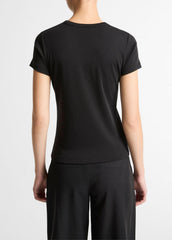 Pima Cotton-Blend '90s Shrunken T-Shirt in Short Sleeve - BLACK