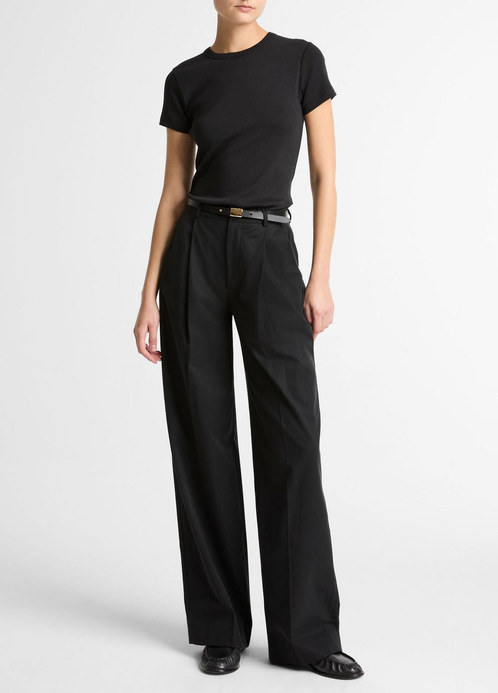 Pima Cotton-Blend '90s Shrunken T-Shirt in Short Sleeve - BLACK