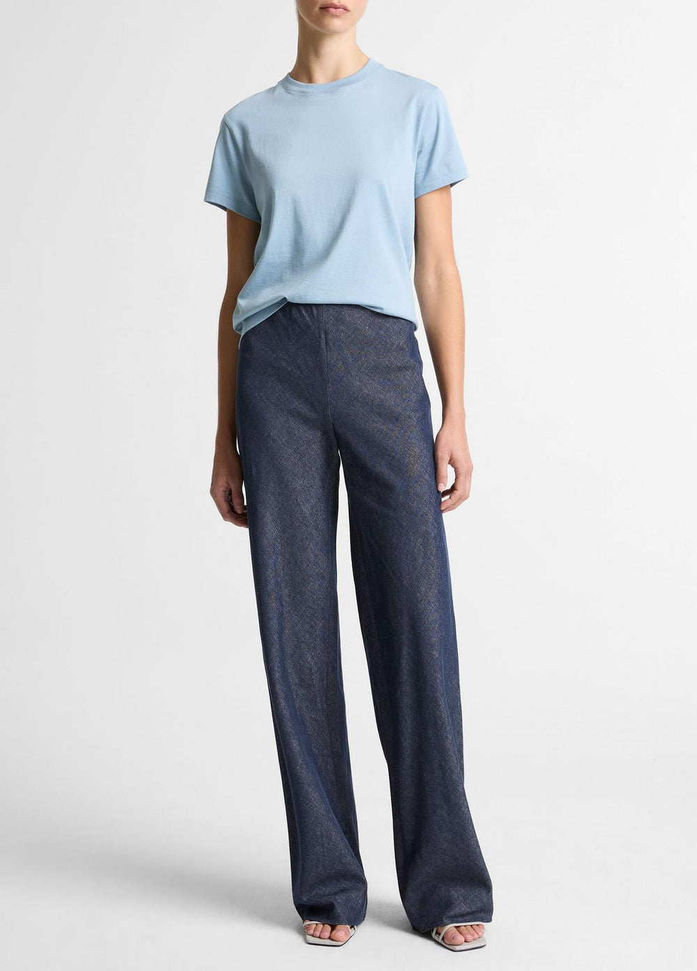 Pima Cotton Crew Neck T-Shirt in Short Sleeve - DEL MAR
