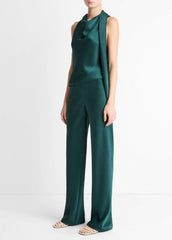 Colette High-Rise Fluid Satin Bias Pant in Trousers - JUNIPER