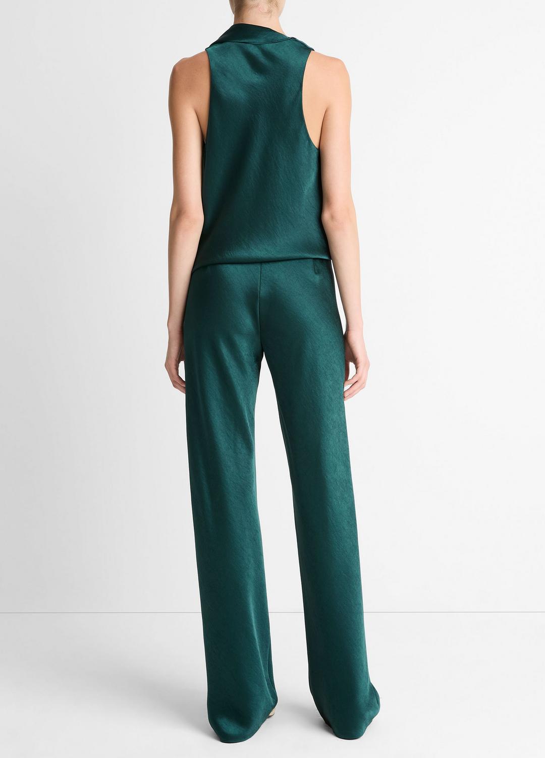 Colette High-Rise Fluid Satin Bias Pant in Trousers - JUNIPER