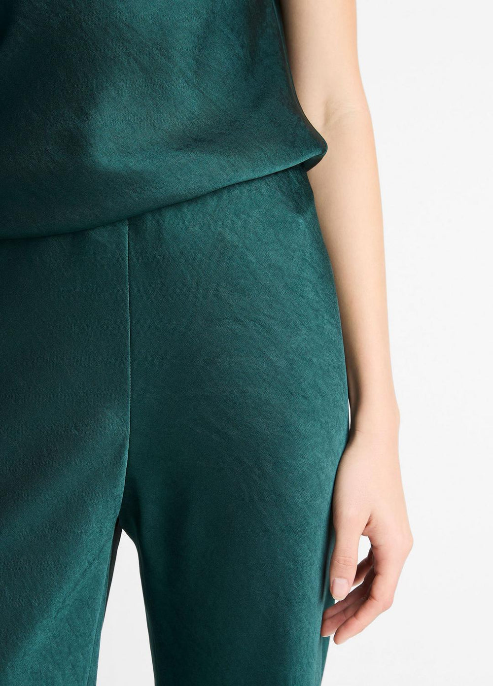 Colette High-Rise Fluid Satin Bias Pant in Trousers - JUNIPER