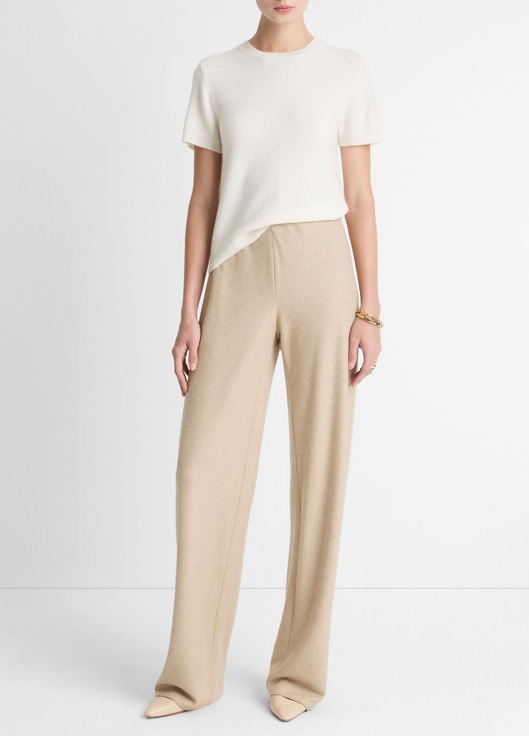 Italian Wool-Blend High-Waist Bias Pant in Trousers - OATMEAL