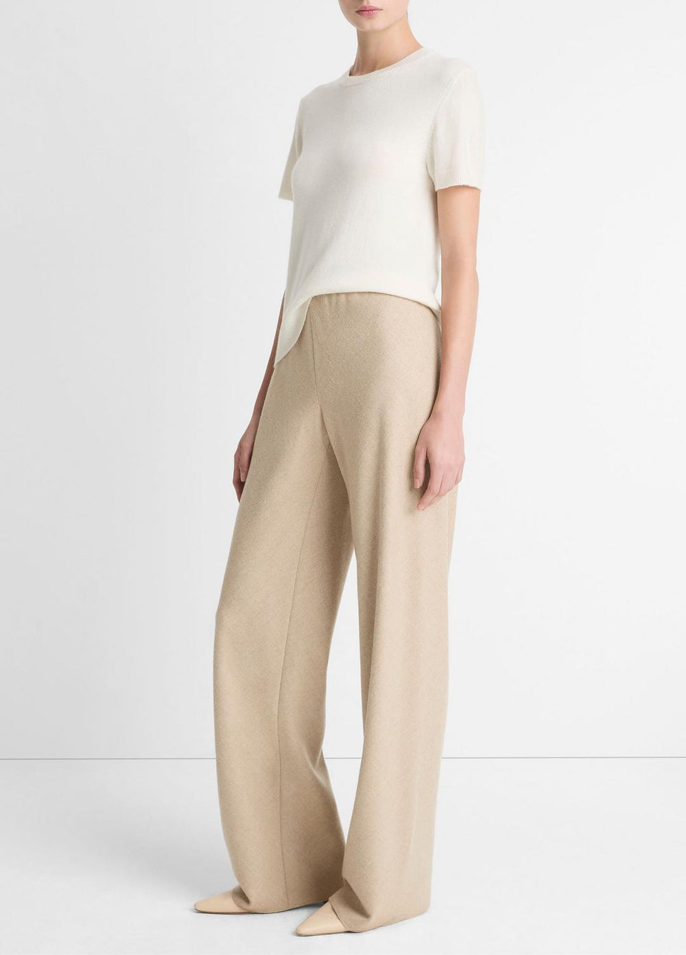 Italian Wool-Blend High-Waist Bias Pant in Trousers - OATMEAL