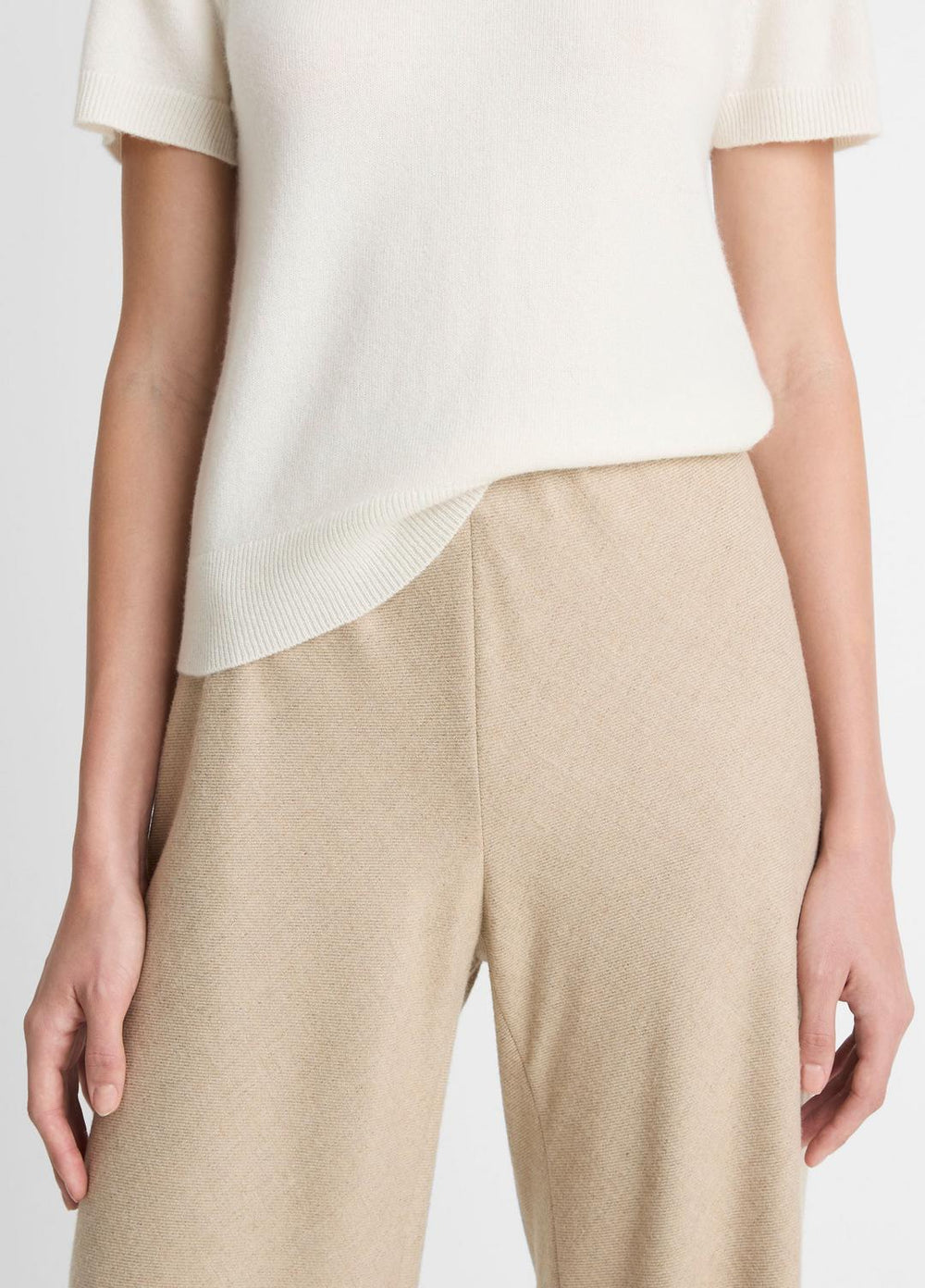 Italian Wool-Blend High-Waist Bias Pant in Trousers - OATMEAL