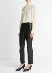 Leather Straight-Leg Trouser in Trousers - BLACK