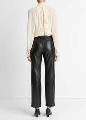Leather Straight-Leg Trouser in Trousers - BLACK