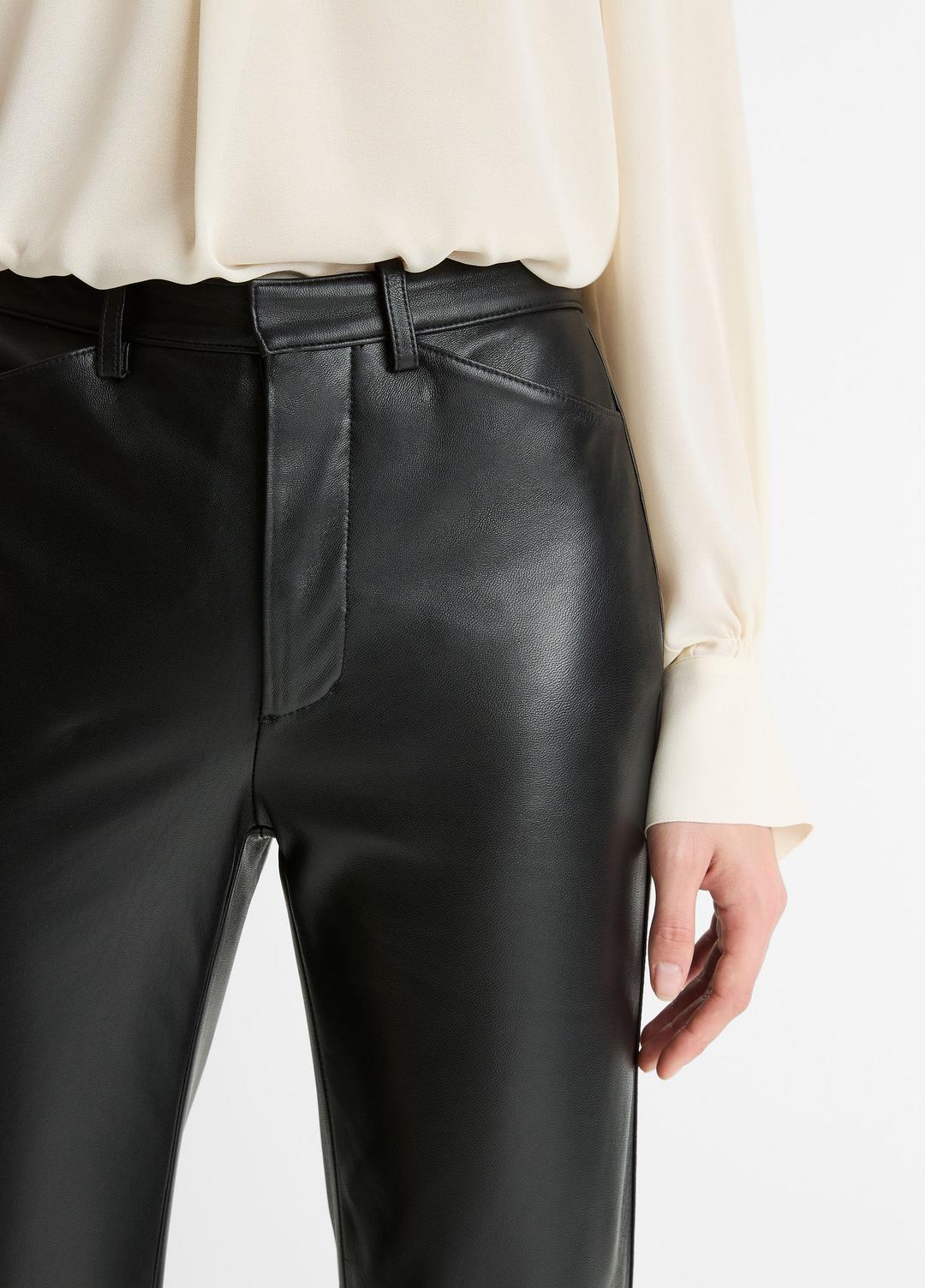 Leather Straight-Leg Trouser in Trousers - BLACK