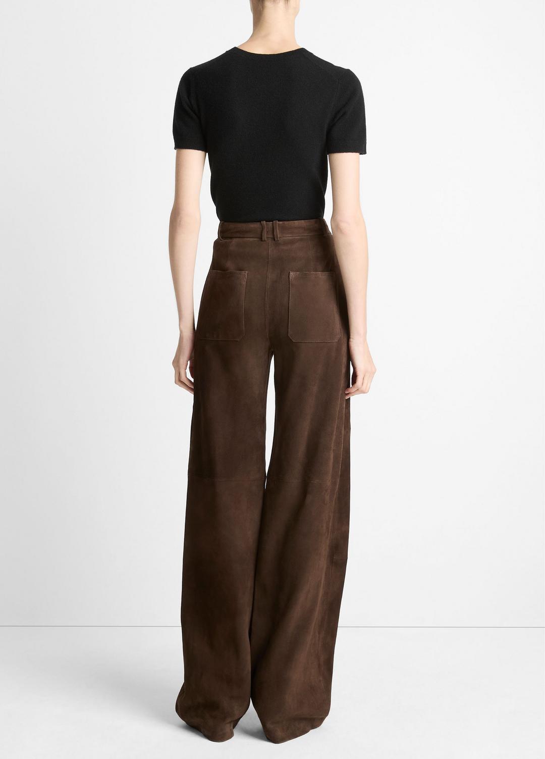 Suede Mid-Rise Trouser in Trousers - DEEP ESPRESSO