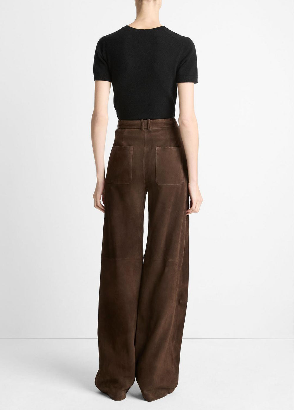 Suede Mid-Rise Trouser in Trousers - DEEP ESPRESSO