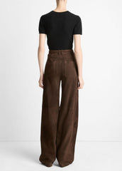 Suede Mid-Rise Trouser in Trousers - DEEP ESPRESSO