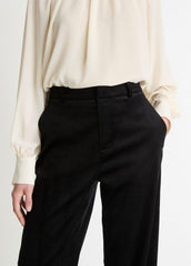 Italian Velvet High-Waist Wide-Leg Trouser in Wide Leg - BLACK