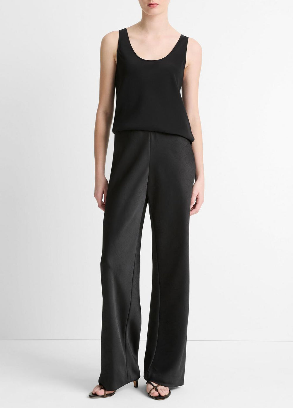 Colette High-Rise Fluid Satin Bias Pant in Trousers - BLACK