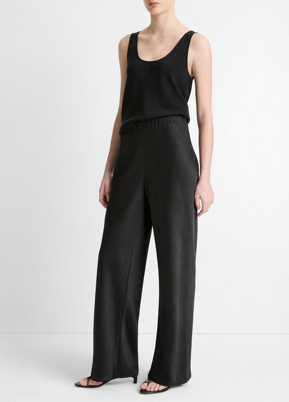 Colette High-Rise Fluid Satin Bias Pant in Trousers - BLACK