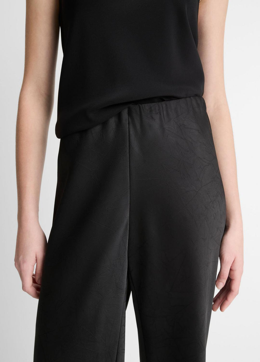 Colette High-Rise Fluid Satin Bias Pant in Trousers - BLACK