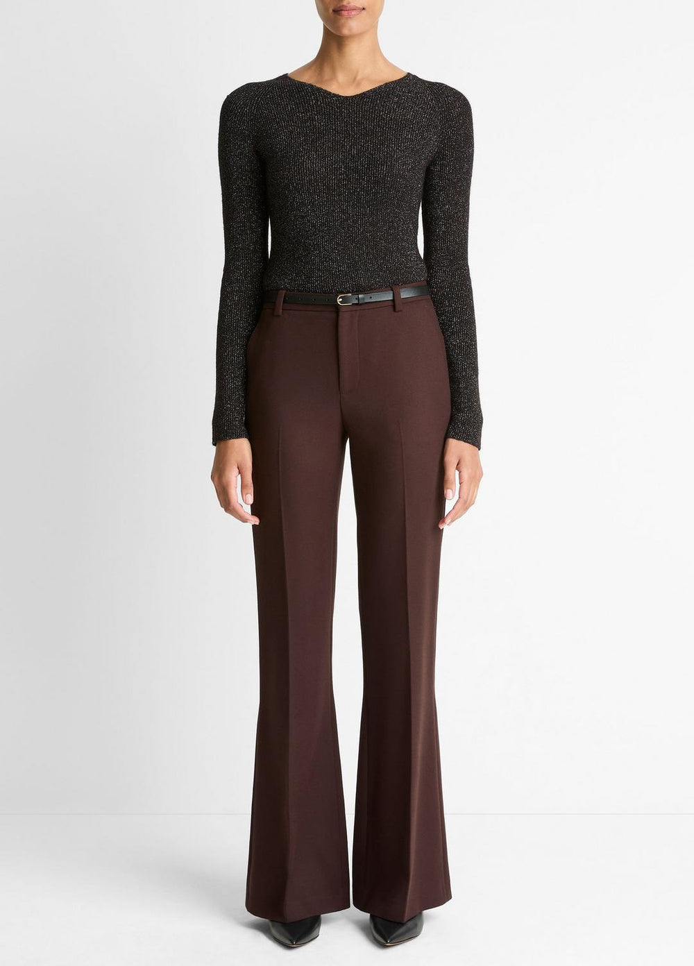 Sculptural Flare Trouser in Trousers - BLACK GRAPE