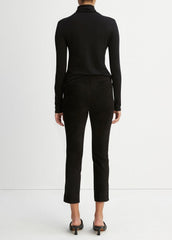 Stretch Suede Split Hem Crop Legging in Leggings - BLACK