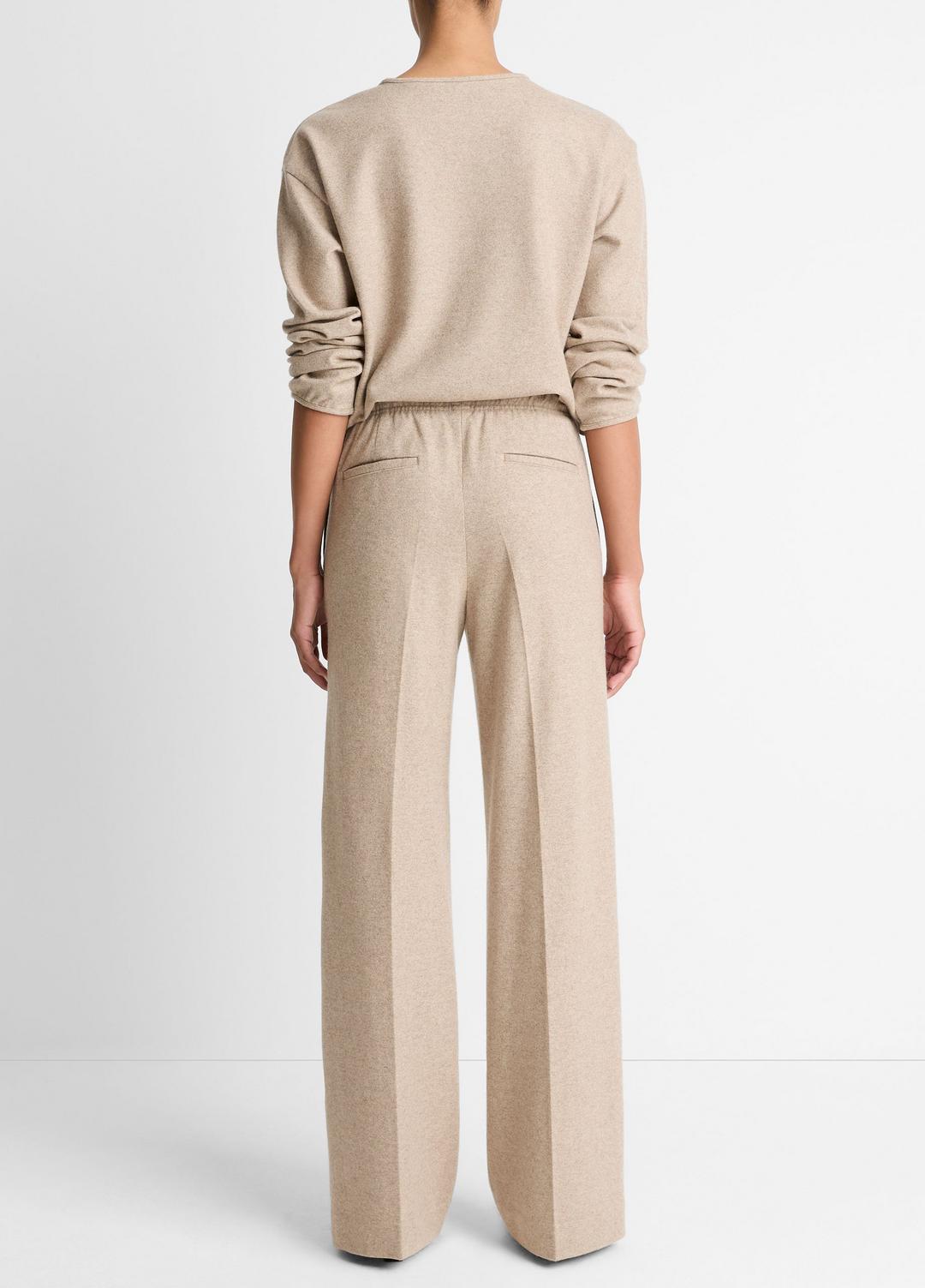 Wool-Blend Tailored Wide-Leg Pant in Wide Leg - HEATHER MARZIPAN