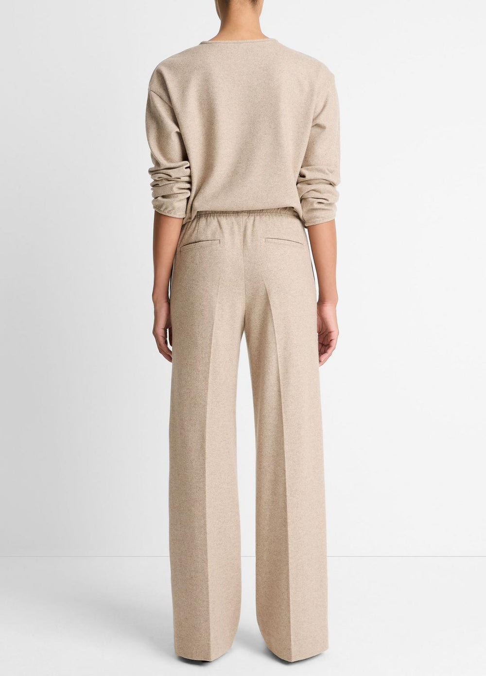 Wool-Blend Tailored Wide-Leg Pant in Wide Leg - HEATHER MARZIPAN