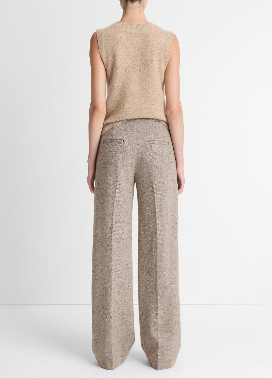 Donegal Wool-Blend Wide-Leg Trouser in Trousers - OAT STONE