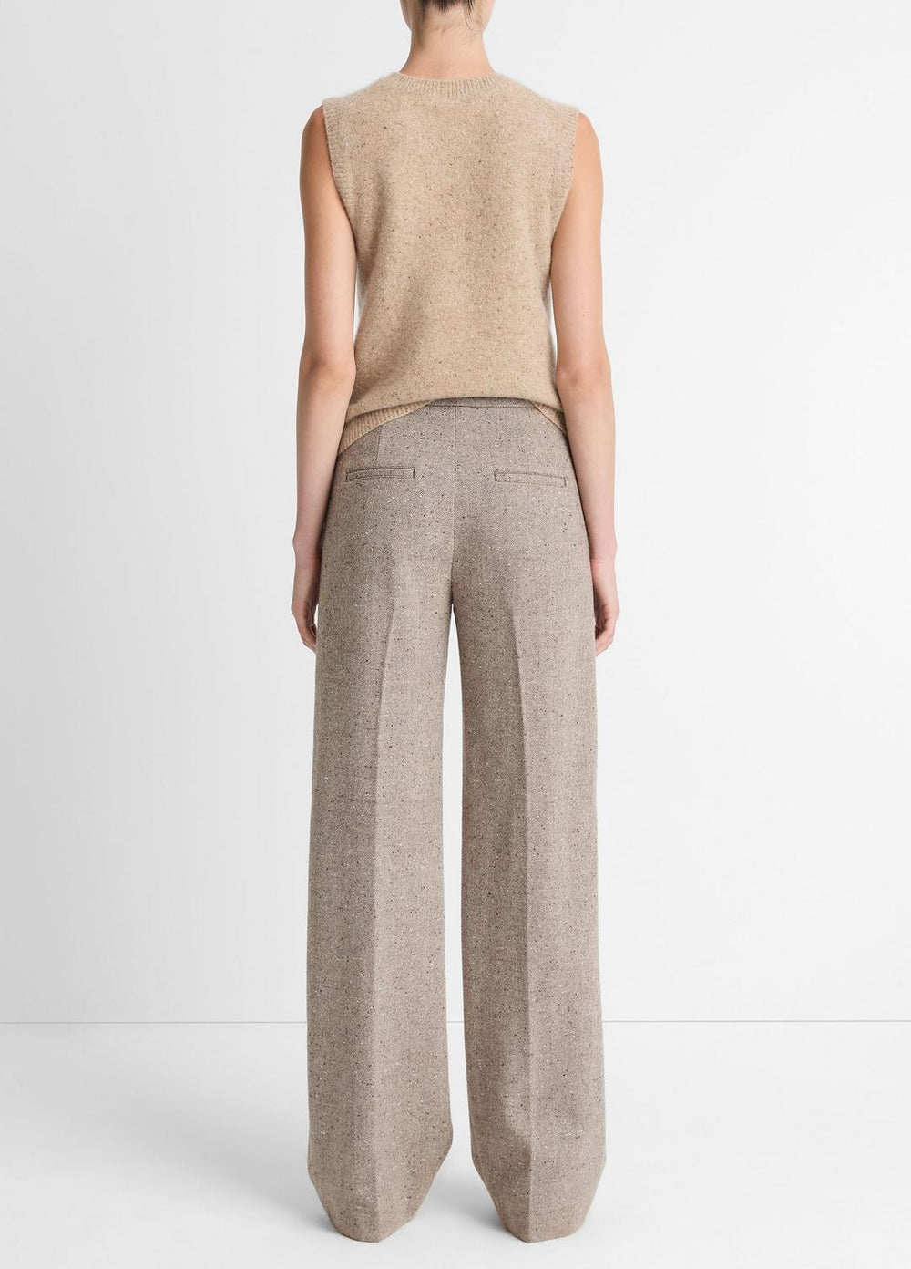 Donegal Wool-Blend Wide-Leg Trouser in Trousers - OAT STONE