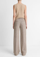 Donegal Wool-Blend Wide-Leg Trouser in Trousers - OAT STONE