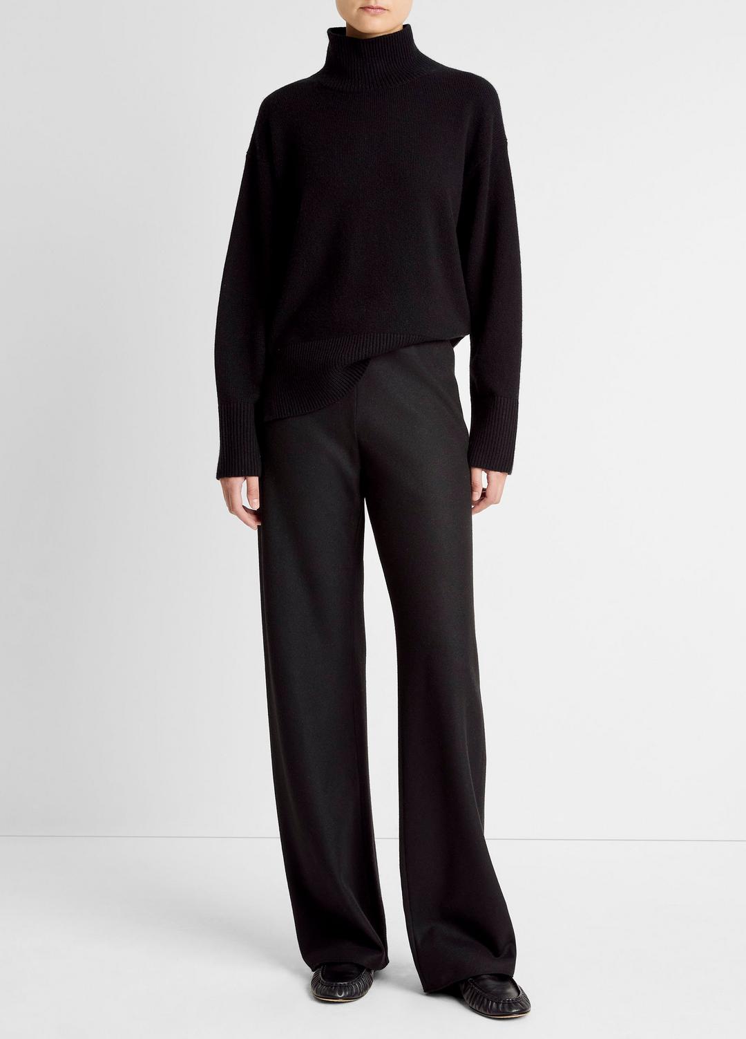 Italian Wool-Blend High-Waist Bias Pant in Trousers - BLACK