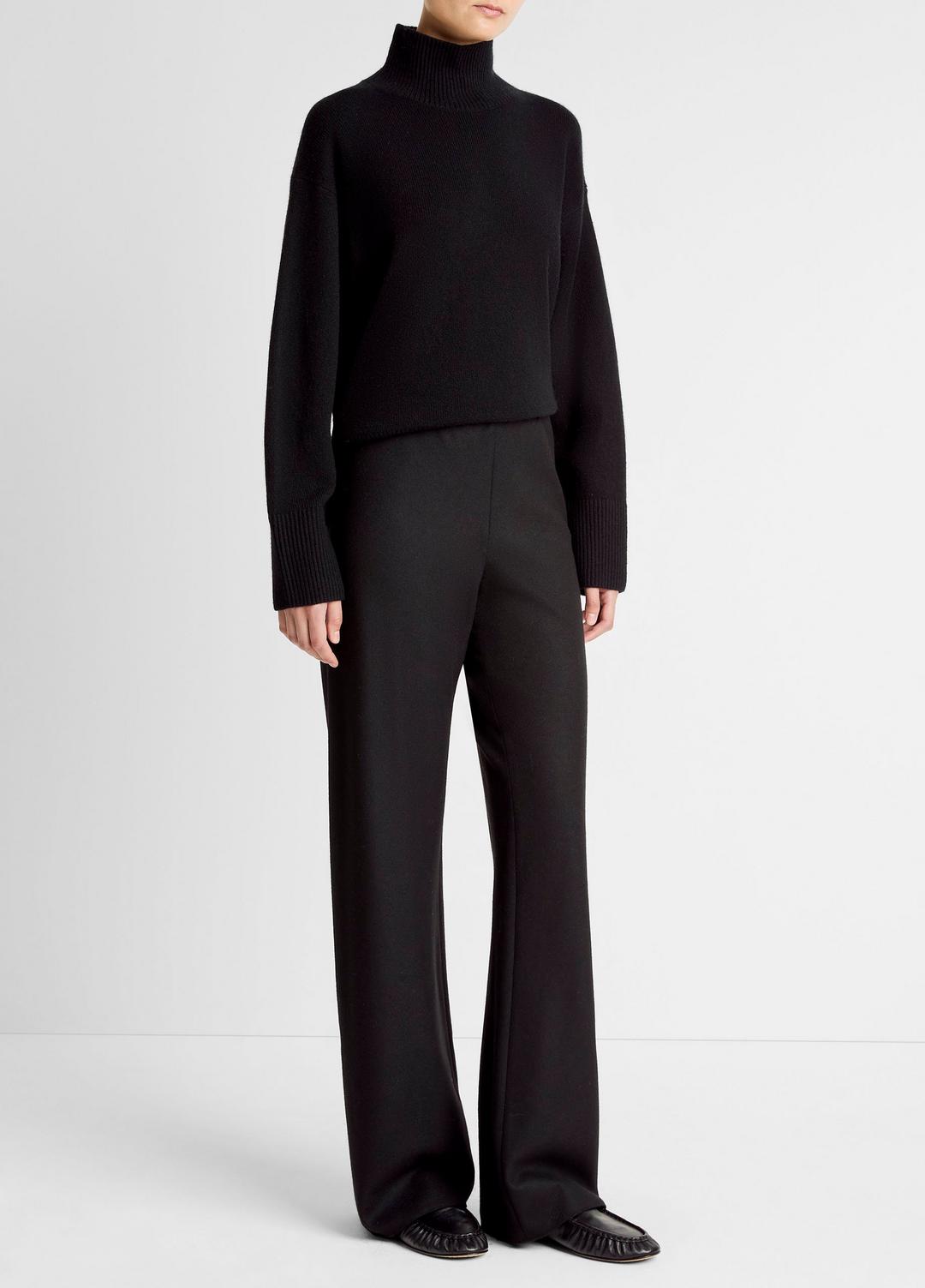 Italian Wool-Blend High-Waist Bias Pant in Trousers - BLACK