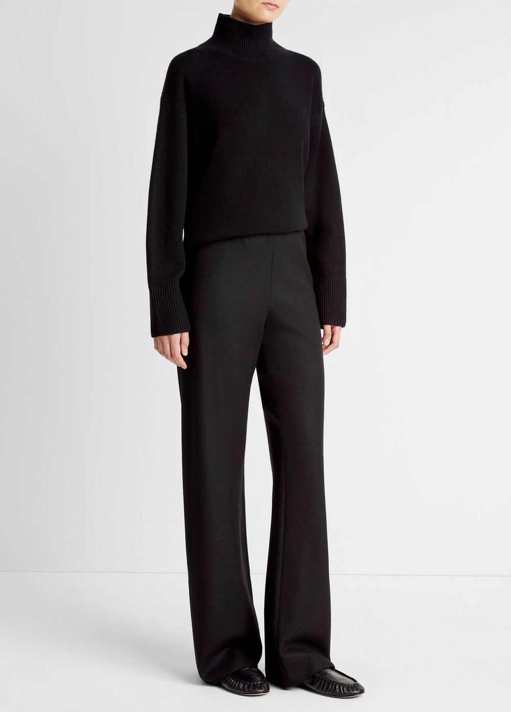 Italian Wool-Blend High-Waist Bias Pant in Trousers - BLACK