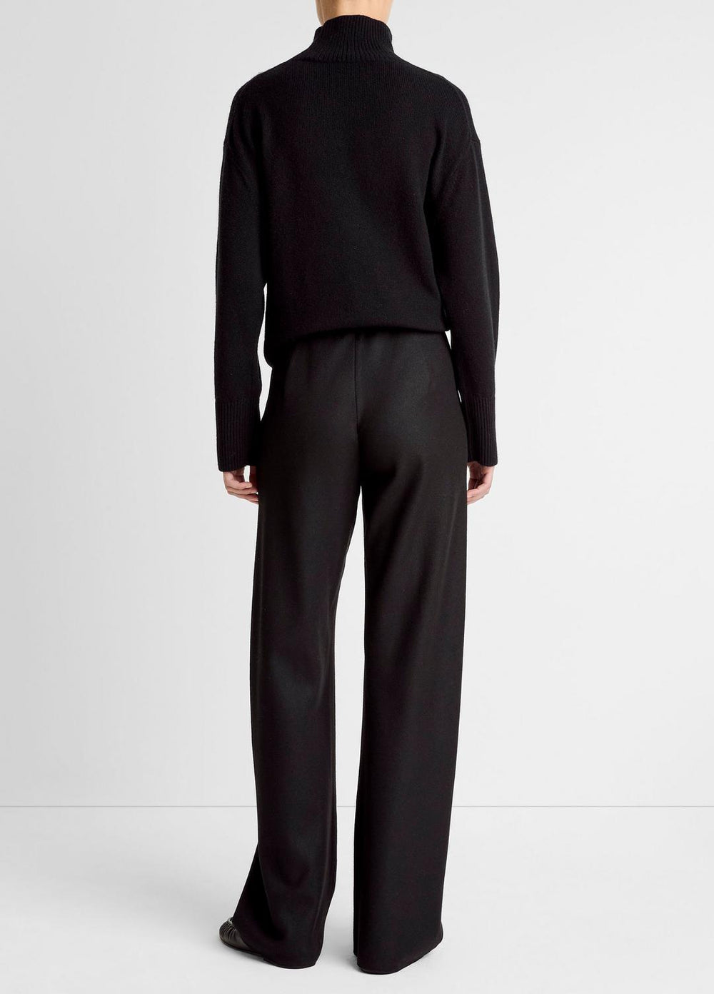 Italian Wool-Blend High-Waist Bias Pant in Trousers - BLACK
