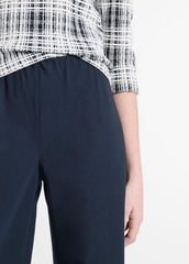 Cotton-Blend High-Waist Bias Pant in Wide Leg - COASTAL BLUE