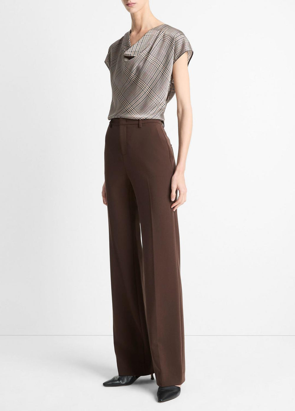 Mid-Rise Tailored Flare Pant in Trousers - DEEP ESPRESSO