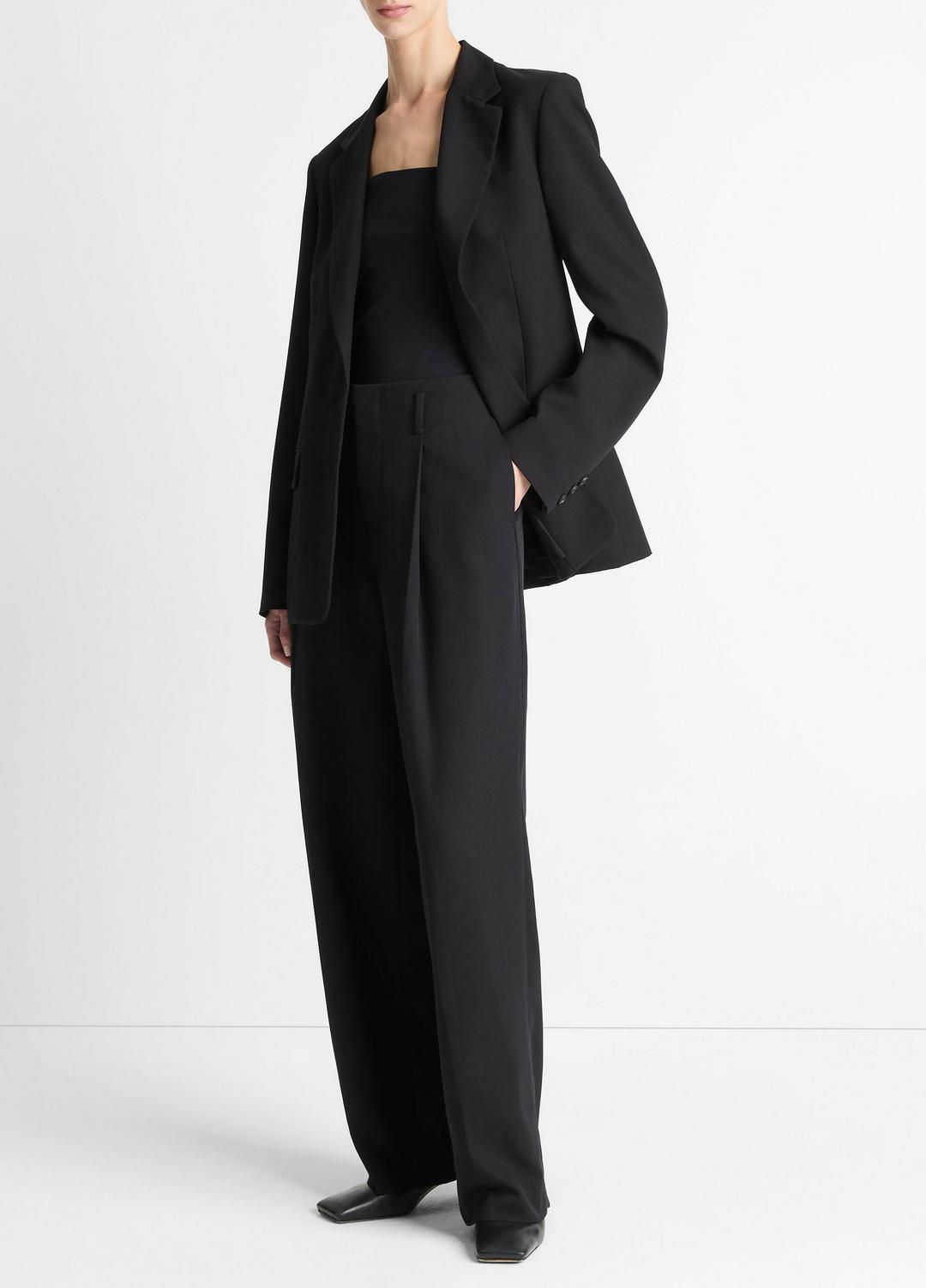 High-Waist Pleated Trouser in Trousers - BLACK