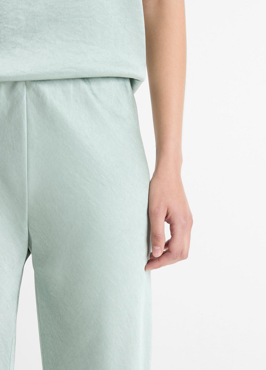 Colette High-Rise Fluid Satin Bias Pant in Trousers - ALOE STONE